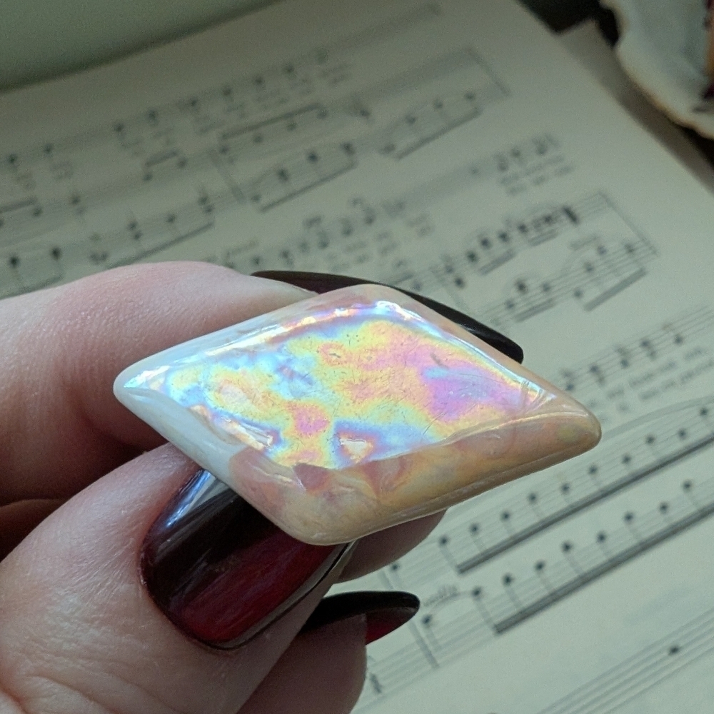 Iridescent Diamond-Shaped Earrings - Picture 3 of 6